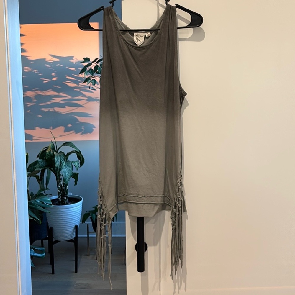 Gently Worn Long Boho Tank Top with Fringes